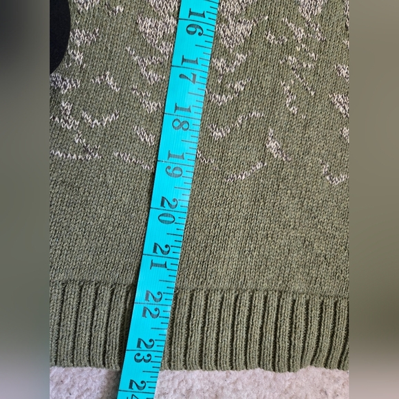 Parkhurst Cotton Country Forest Design Cowl Neck Sweater - Cream and Olive. S - Picture 11 of 13
